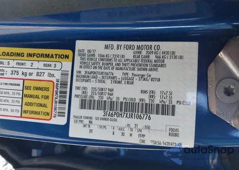 2018 Ford Fusion Se z USA, uszkodzony, nr VIN 3FA6P0H7XJR106776